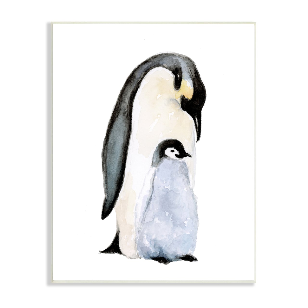 Stupell Industries Penguin and Chick Watercolor Painting Children's Nursery Arctic Wall Plaque